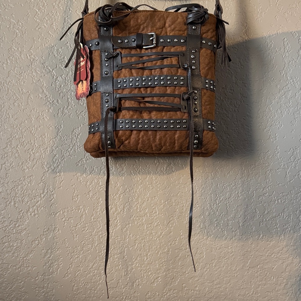 Brown Leather Studded Woman’s Bag